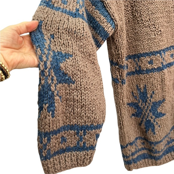 ♥️SOLD♥️RARE! Vintage Handmade Hand Knit Brown Wool Button Front Cardigan - Picture 5 of 7